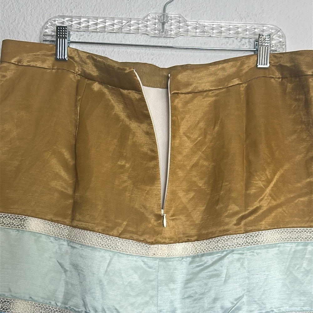 J Crew Crochet Satin Ribbon Skirt In Colorblock Linen Blend Womens Size 16 - Picture 5 of 10